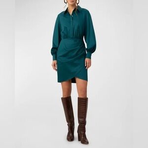 NWOT Trina Turk Kaye Draped Organic Cotton Midi Shirtdress Size 4